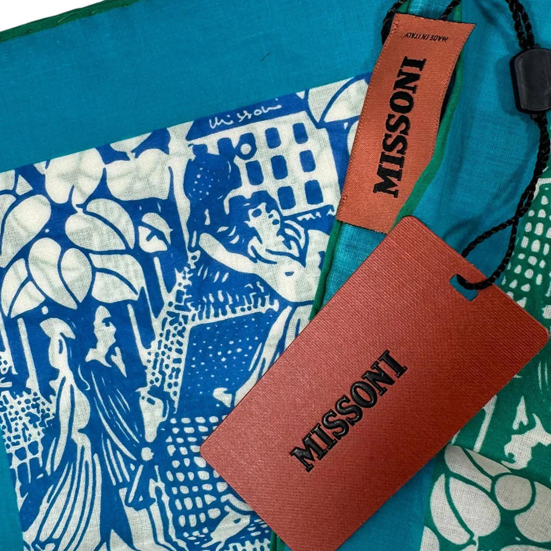 Missoni Small Cotton Scarf Aqua Green Design