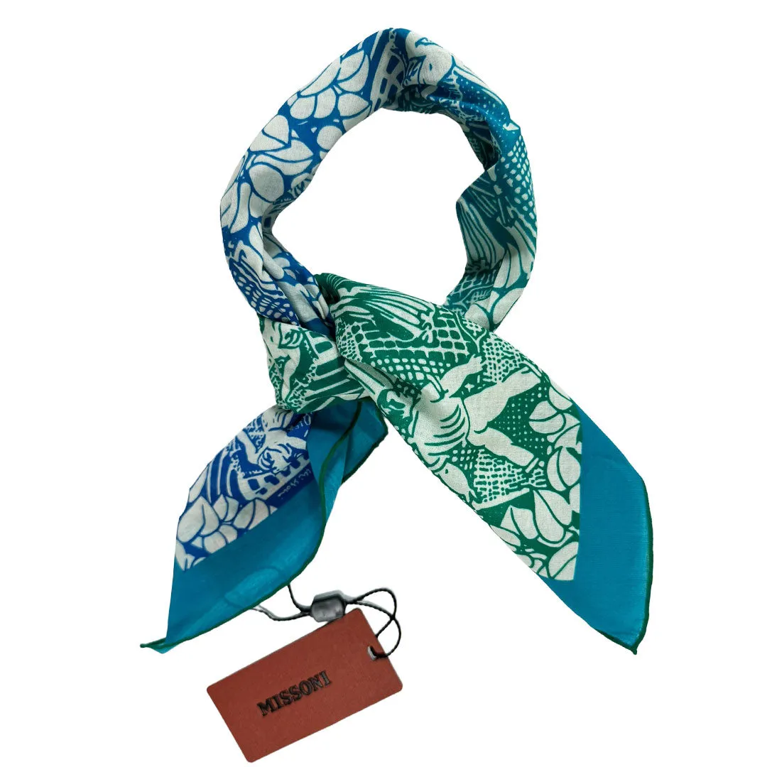 Missoni Small Cotton Scarf Aqua Green Design