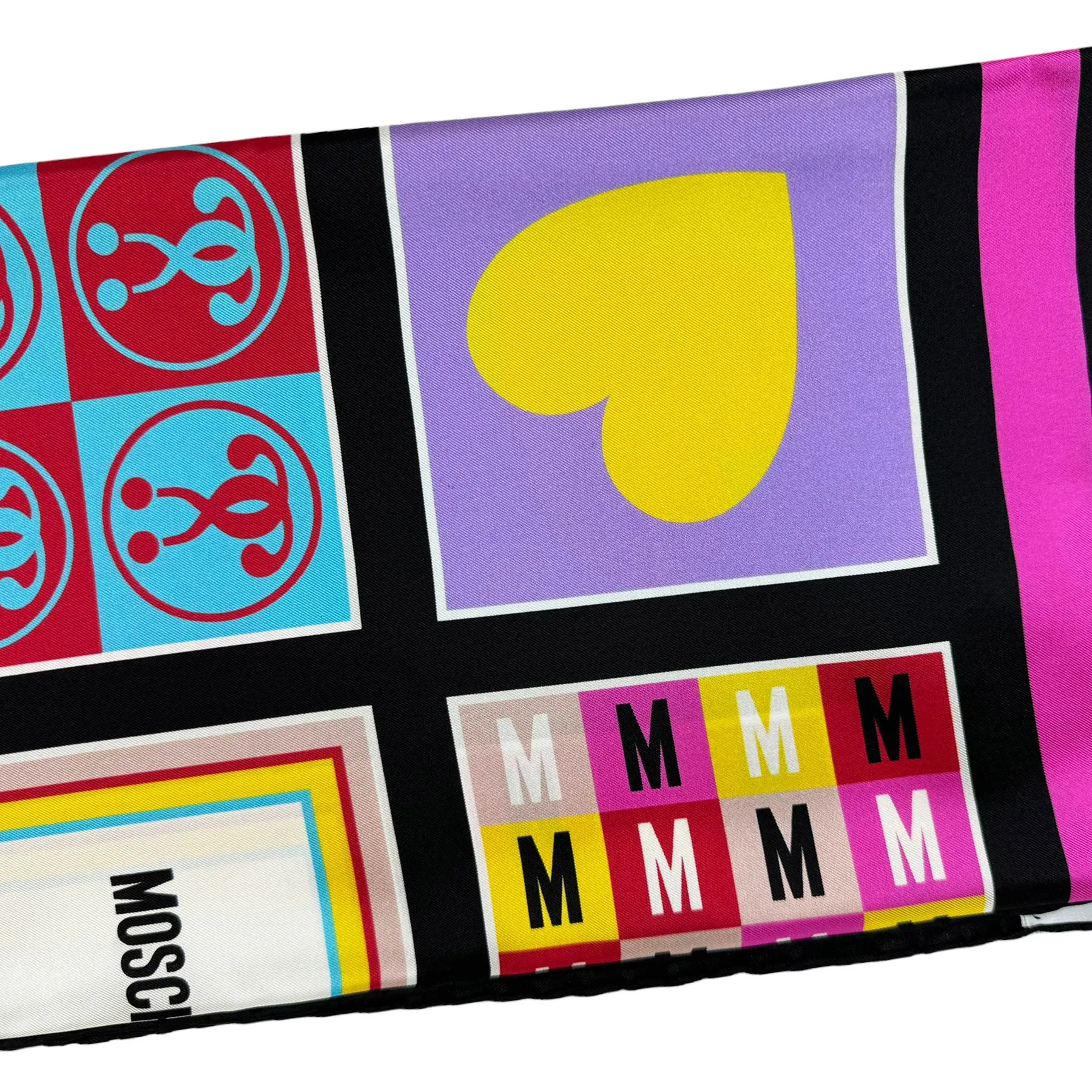 Moschino Silk Scarf Black Signature Design - Square Foulard - Spring/ Summer 2024 Collection