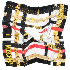 Moschino Small Scarf Belts With Gold MOSCHINO Design - Crepe Silk