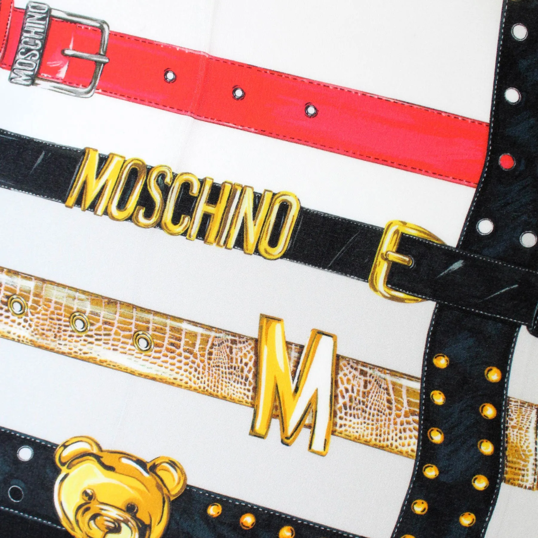 Moschino Small Scarf Belts With Gold MOSCHINO Design - Crepe Silk