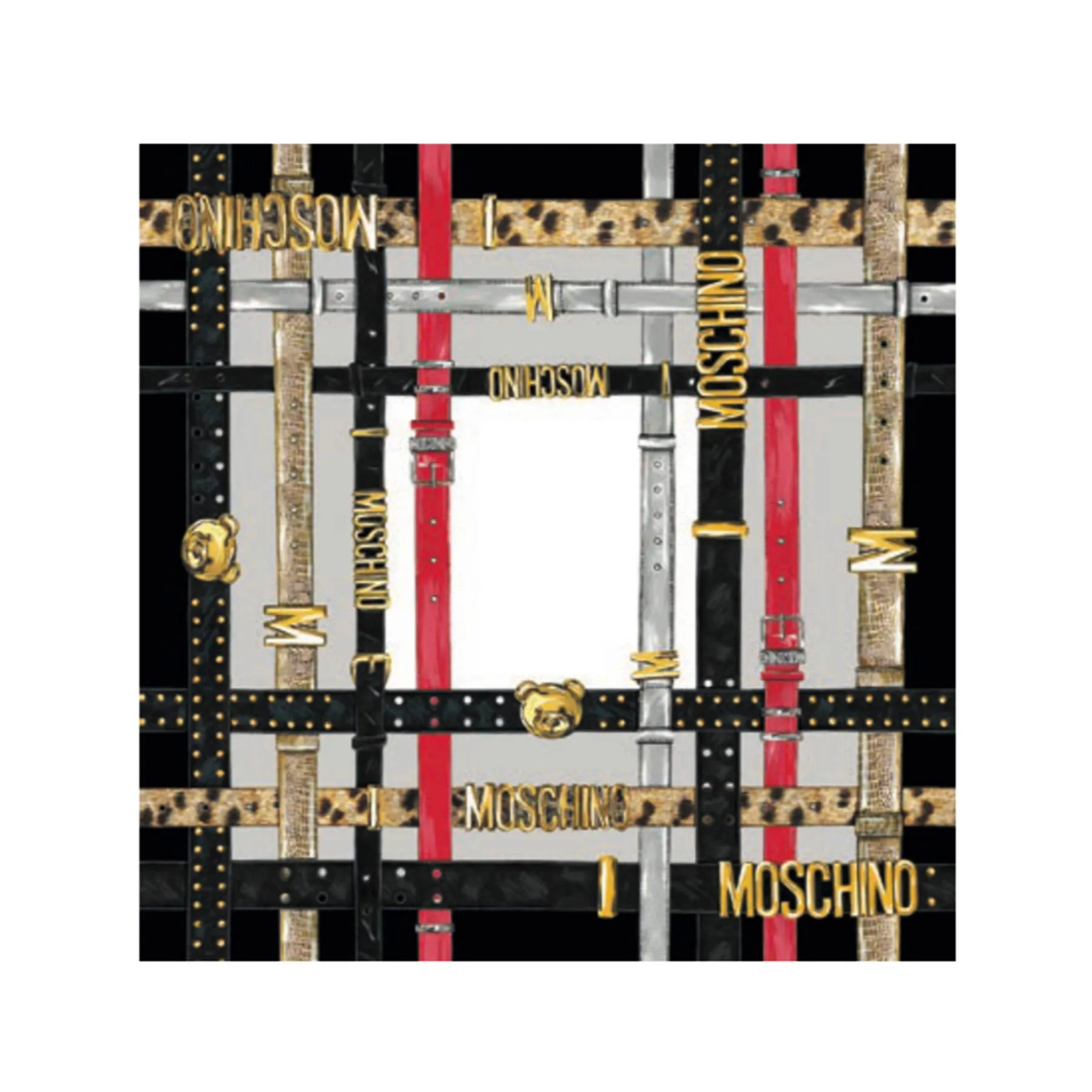 Moschino Small Scarf Belts With Gold MOSCHINO Design - Crepe Silk