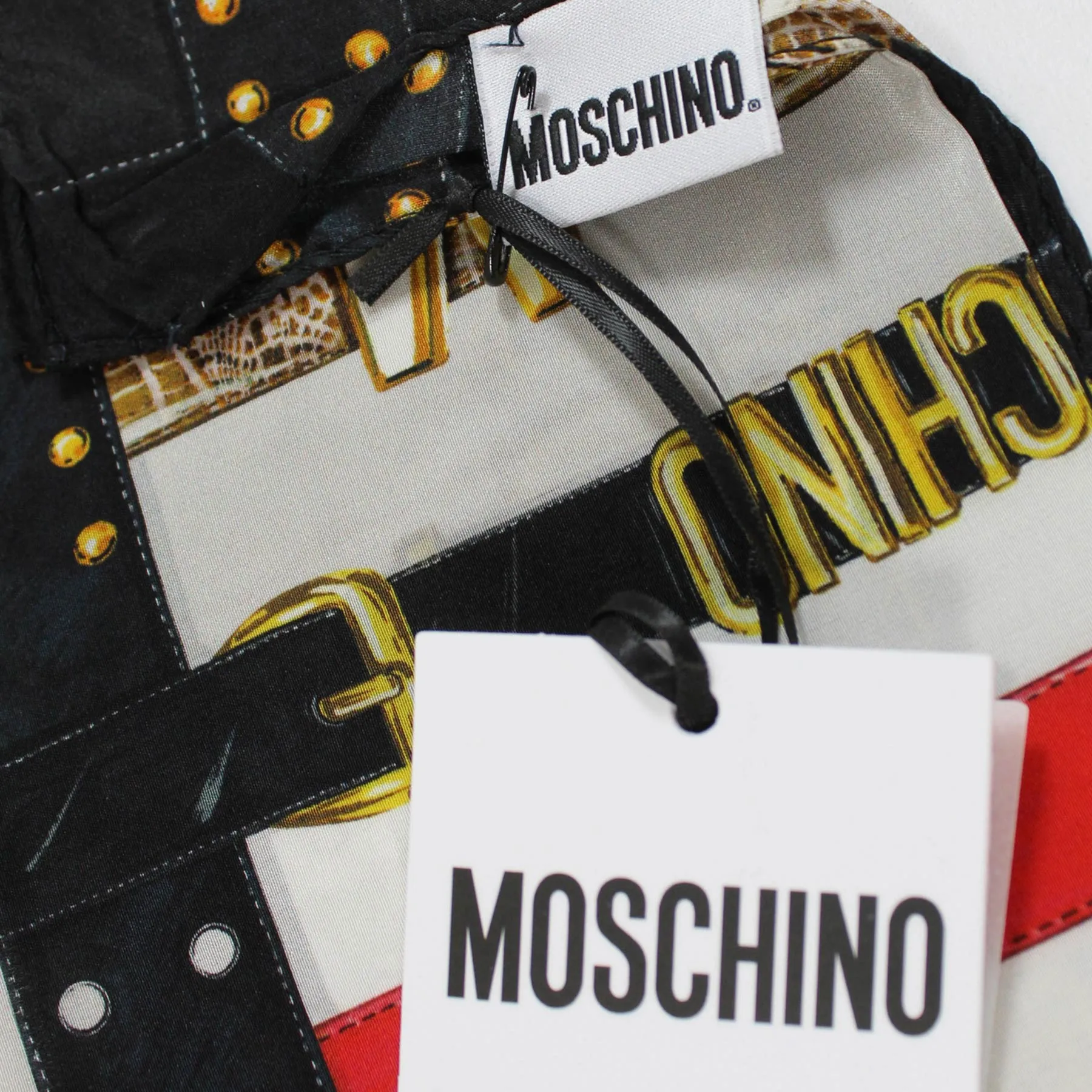 Moschino Small Scarf Belts With Gold MOSCHINO Design - Crepe Silk