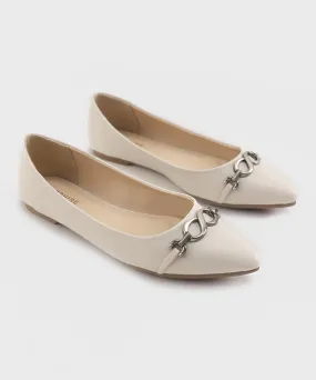 Off White Faux Leather Pumps