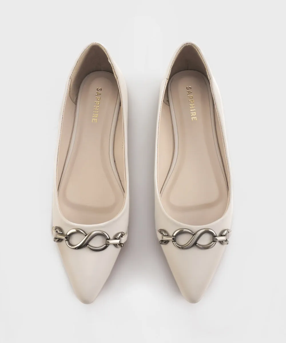 Off White Faux Leather Pumps
