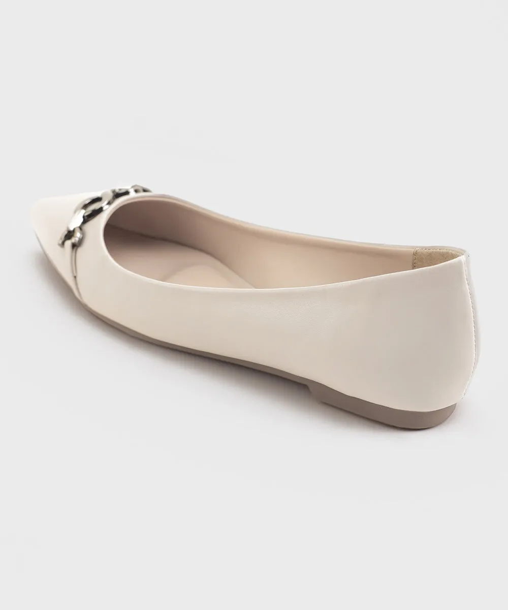 Off White Faux Leather Pumps