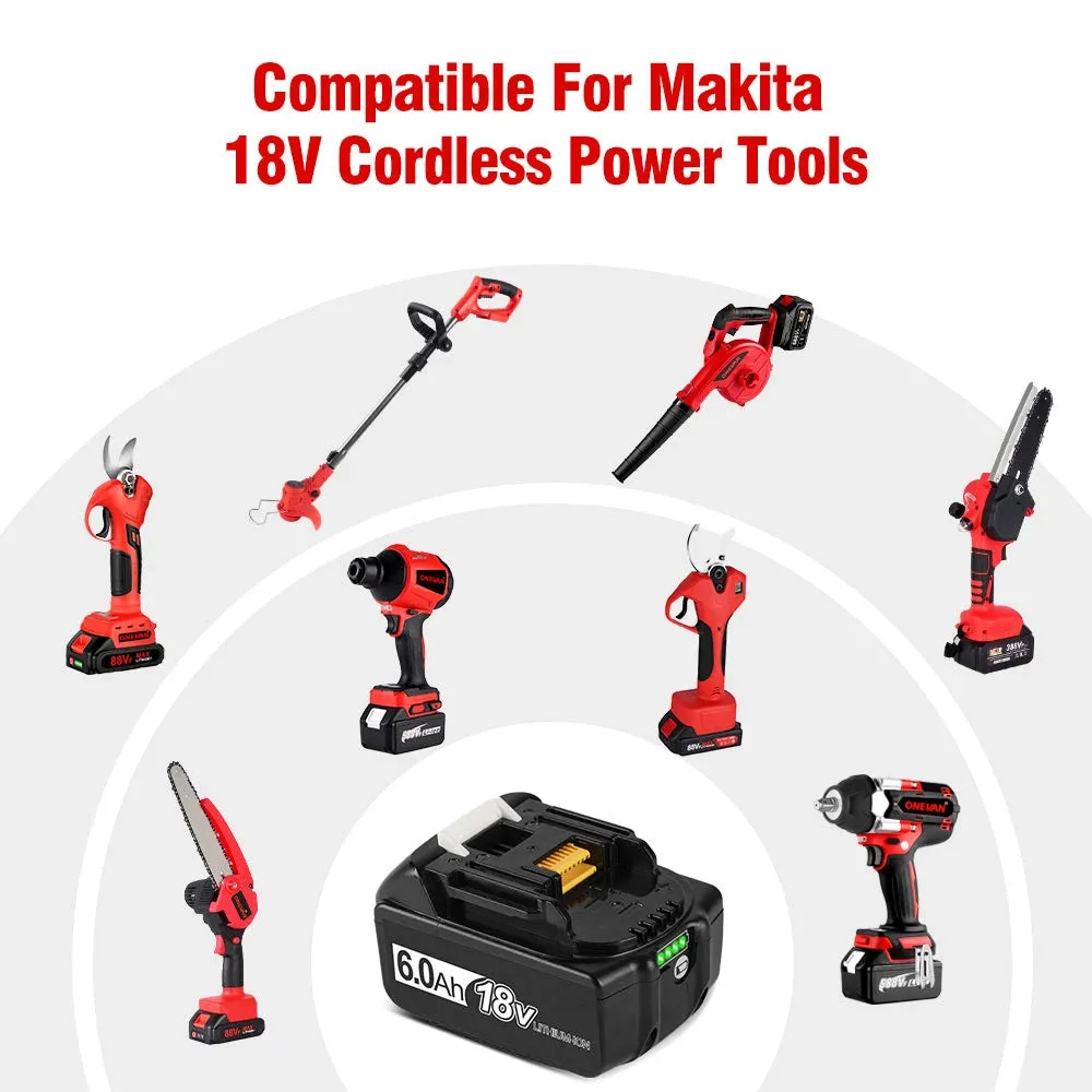 ONEVAN 18V 6.0Ah Lithium ion Battery Fit for Makita 18V Battery