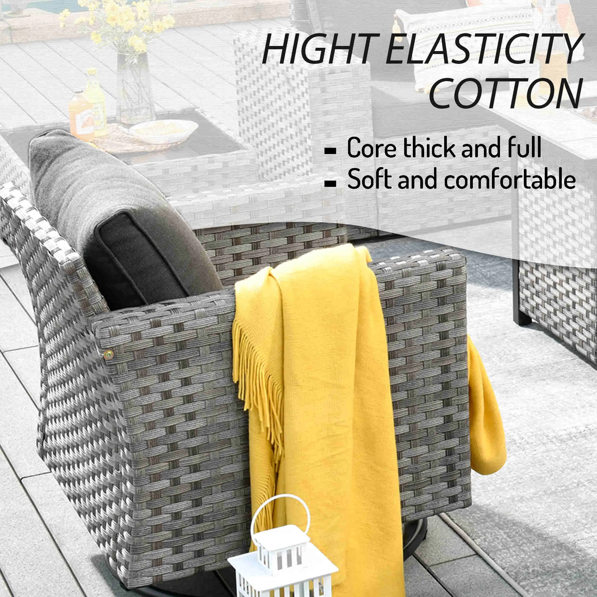 Ovios 10 Pieces Patio Furniture with 7.68'' Handrails and 30'' Fire Pit Table Rocking Chair