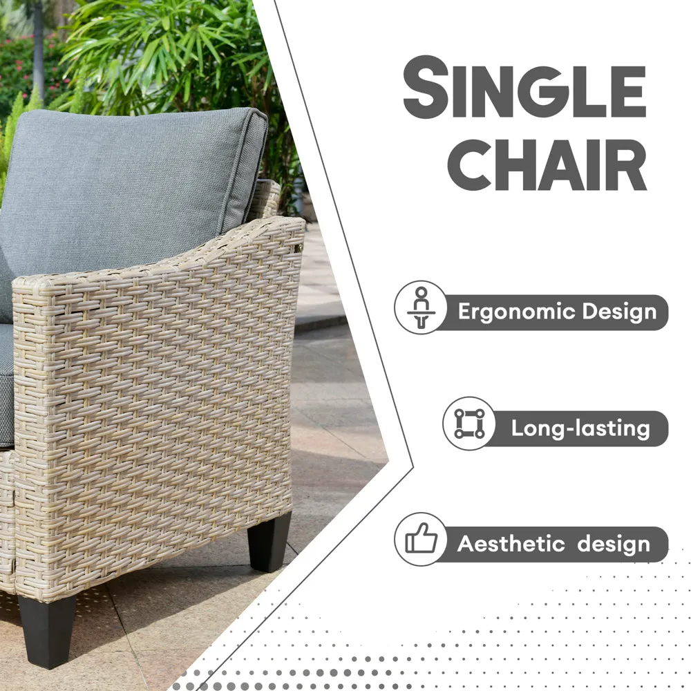 Ovios Athena Series Outdoor Patio Furniture Set with 30'' Fire Pit Table 5-Piece