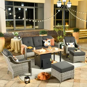 Ovios Conversation Set 6-Piece PAD Series include  46"Fire Pit Table
