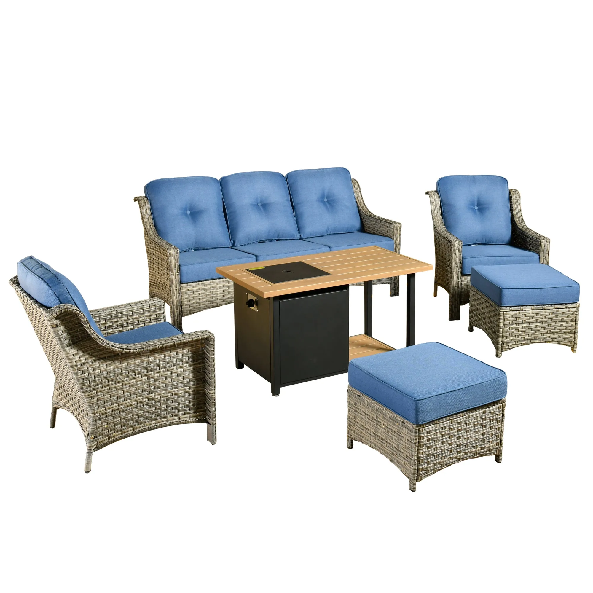 Ovios Conversation Set 6-Piece PAD Series include  46"Fire Pit Table