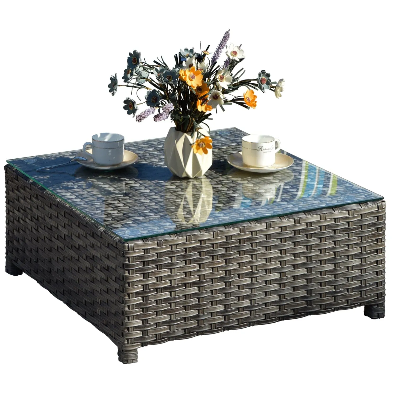 Ovios Outdoor Furniture Bigger Size 9-Piece, King Series, Fully Assembled, with 2 Chairs