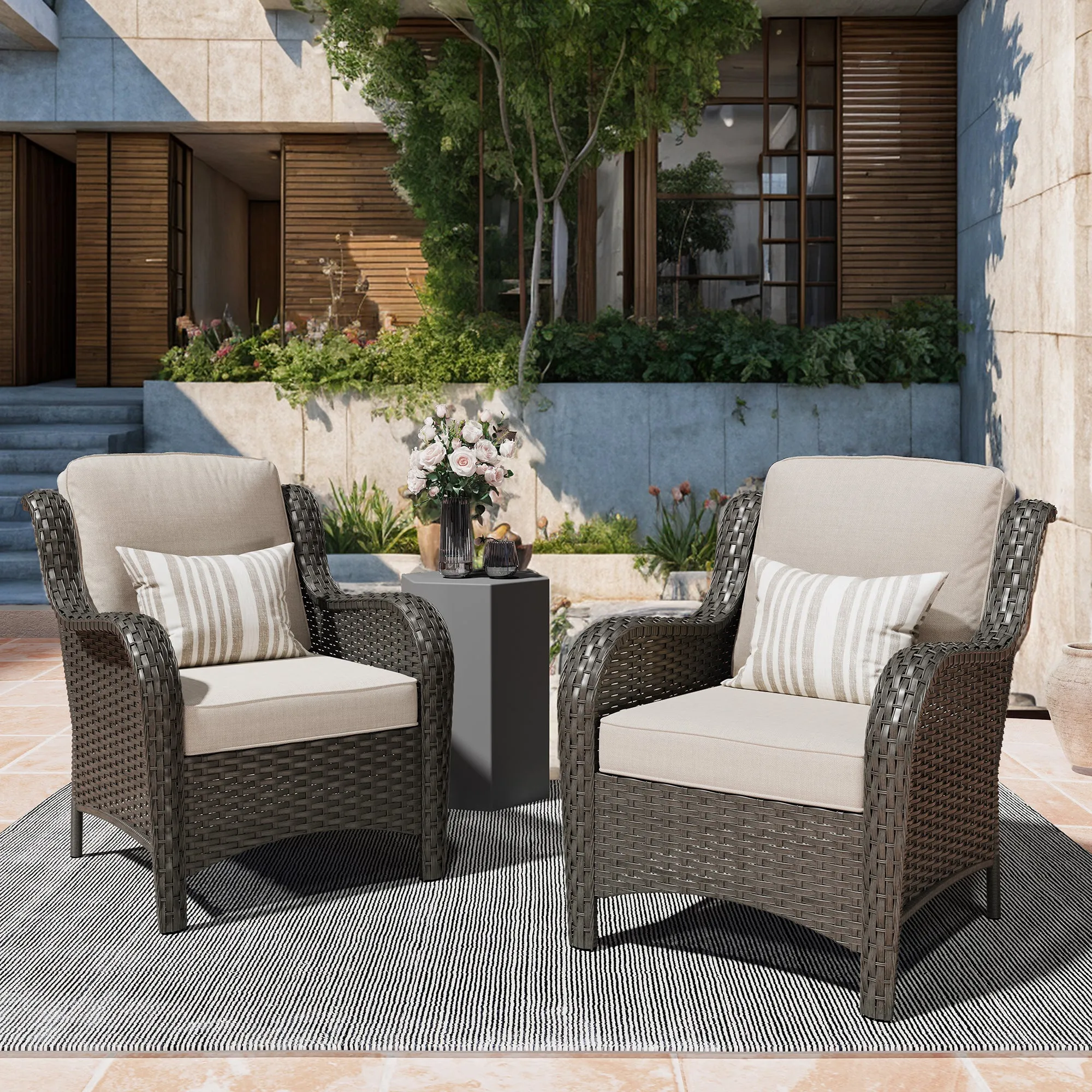 Ovios Patio Chairs 2-Piece Kenard Curved Handrest