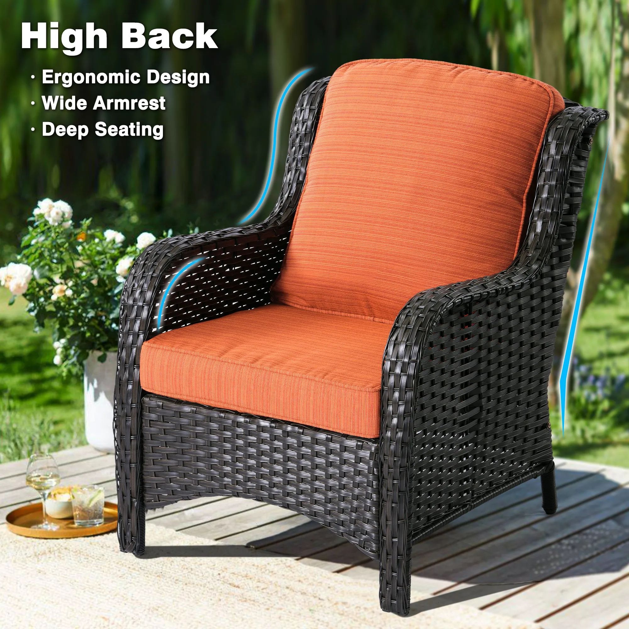 Ovios Patio Chairs 2-Piece Kenard Curved Handrest