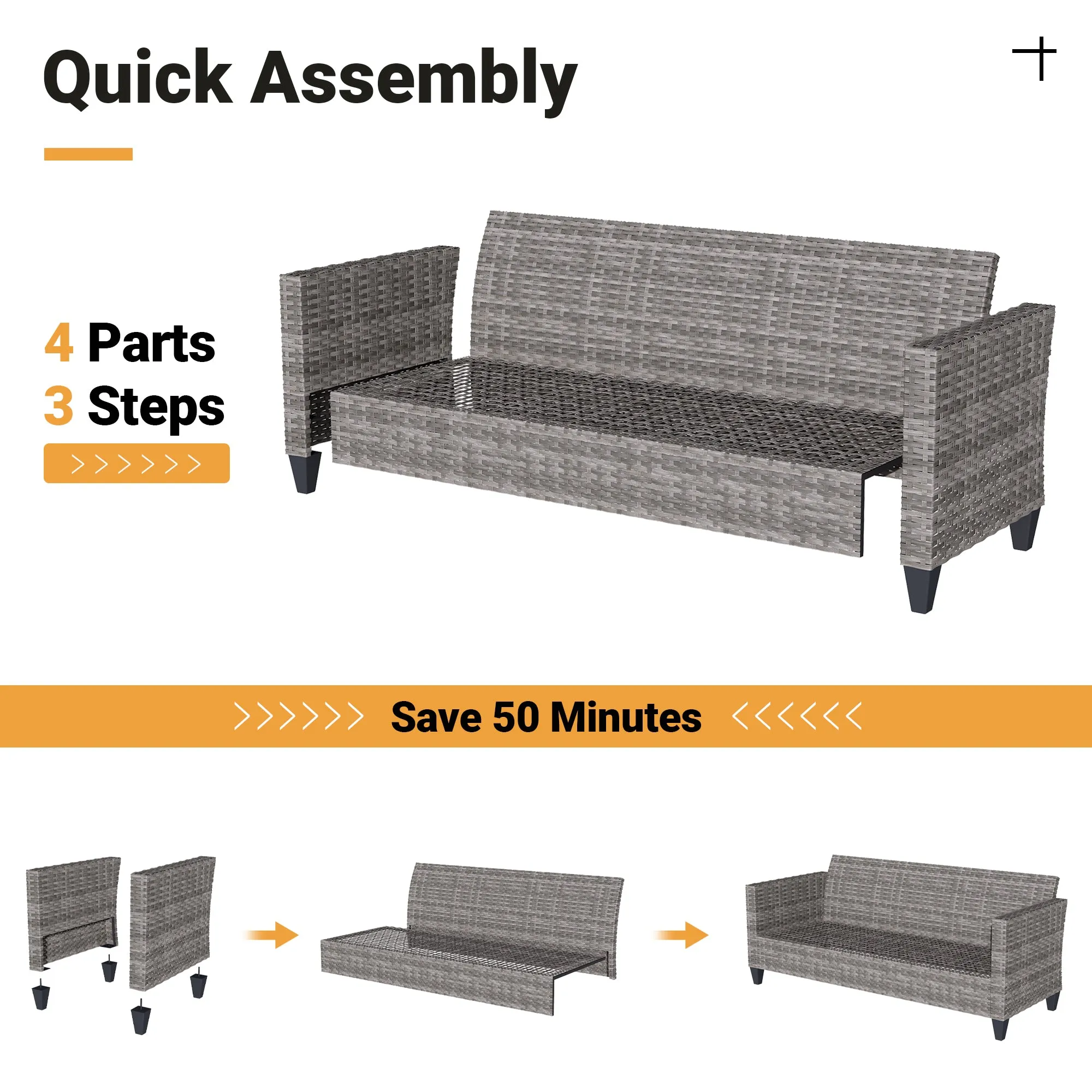 Ovios Patio Conversation Set 8-Piece with Swivel Rocking Chairs and Table