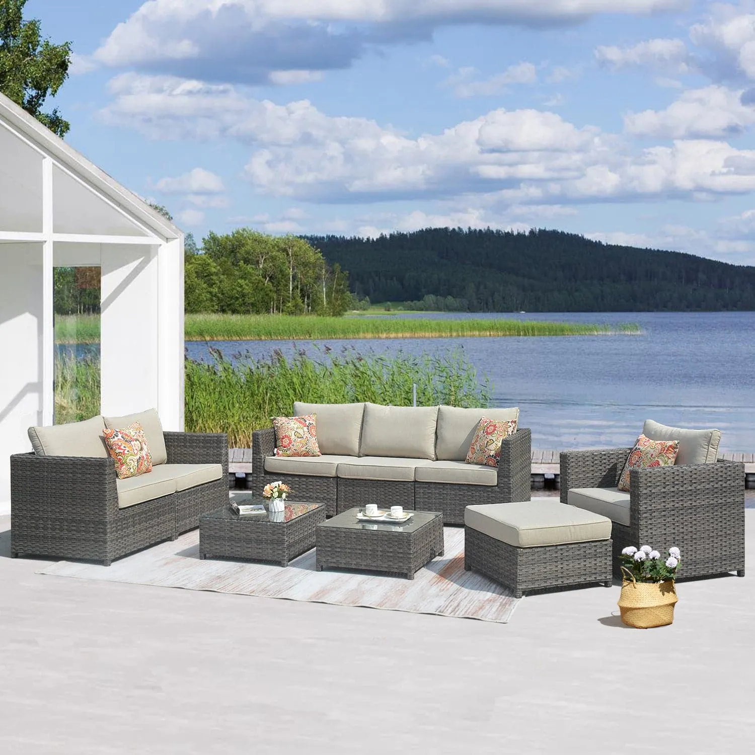 Ovios Patio Conversation Set Bigger Size 9-Piece, King Series,Fully Assembled