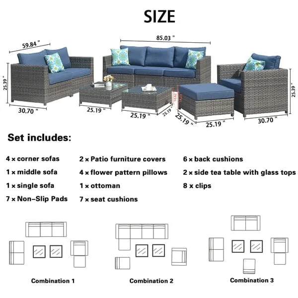 Ovios Patio Conversation Set Bigger Size 9-Piece, King Series,Fully Assembled