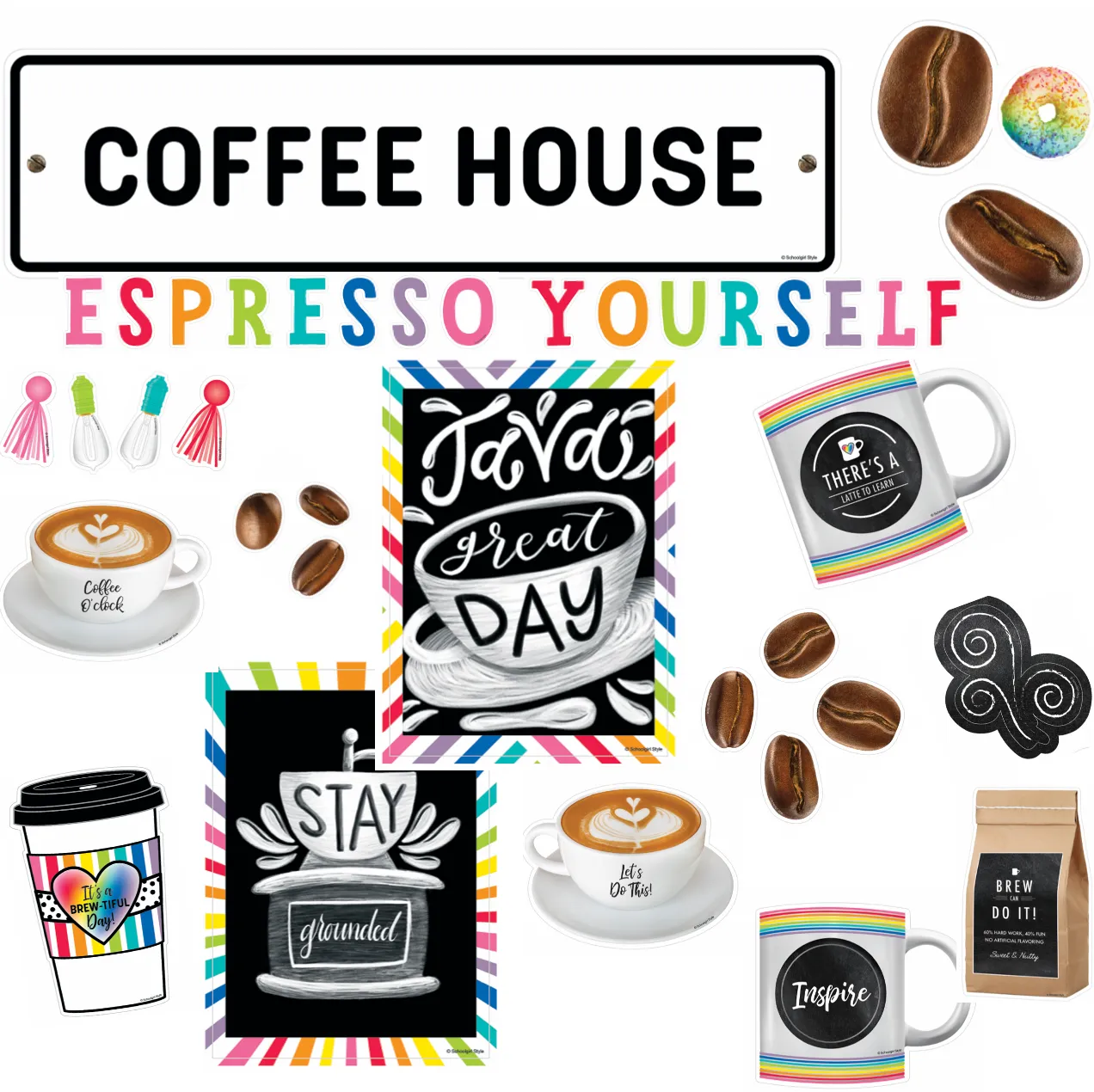 "Bright and Brew-tiful" Full UPRINT Bundle | Printable Classroom Decor | Teacher Classroom Decor | Schoolgirl Style