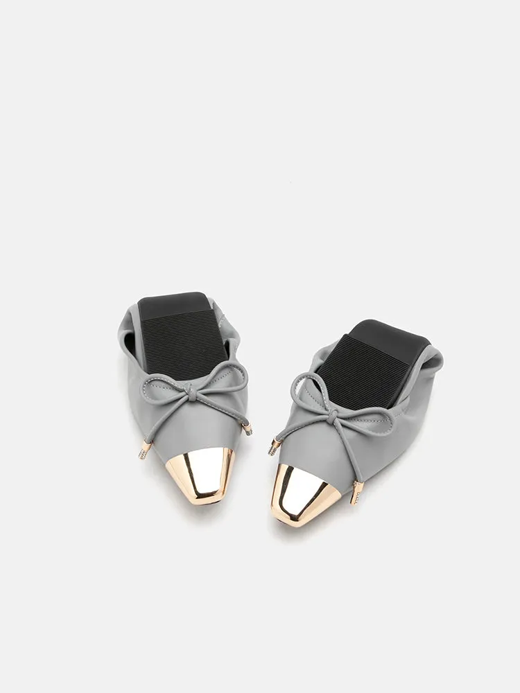 Reign Metal Toe Cap Bow Foldable Flats