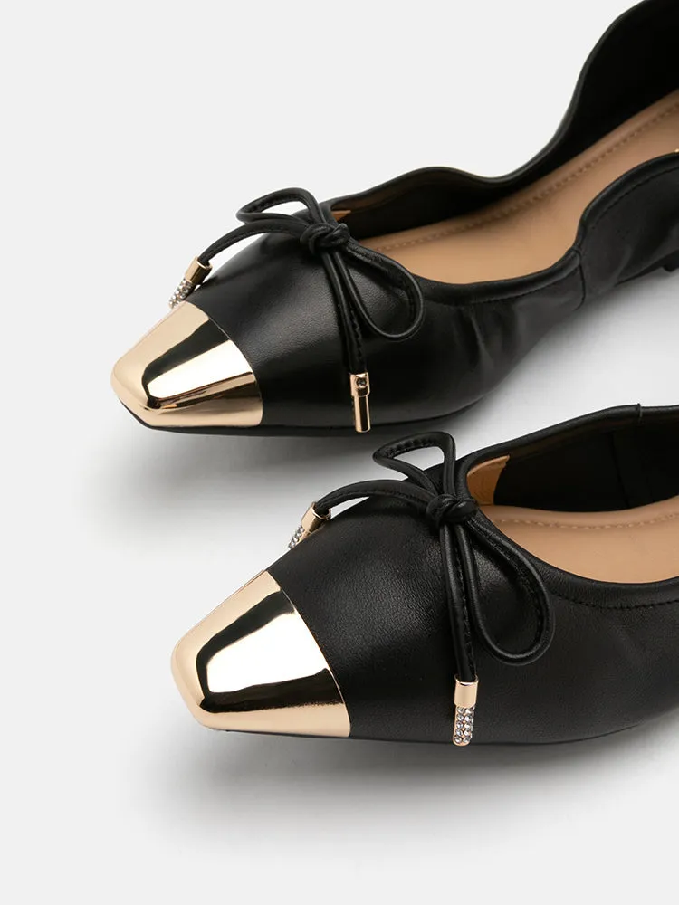 Reign Metal Toe Cap Bow Foldable Flats