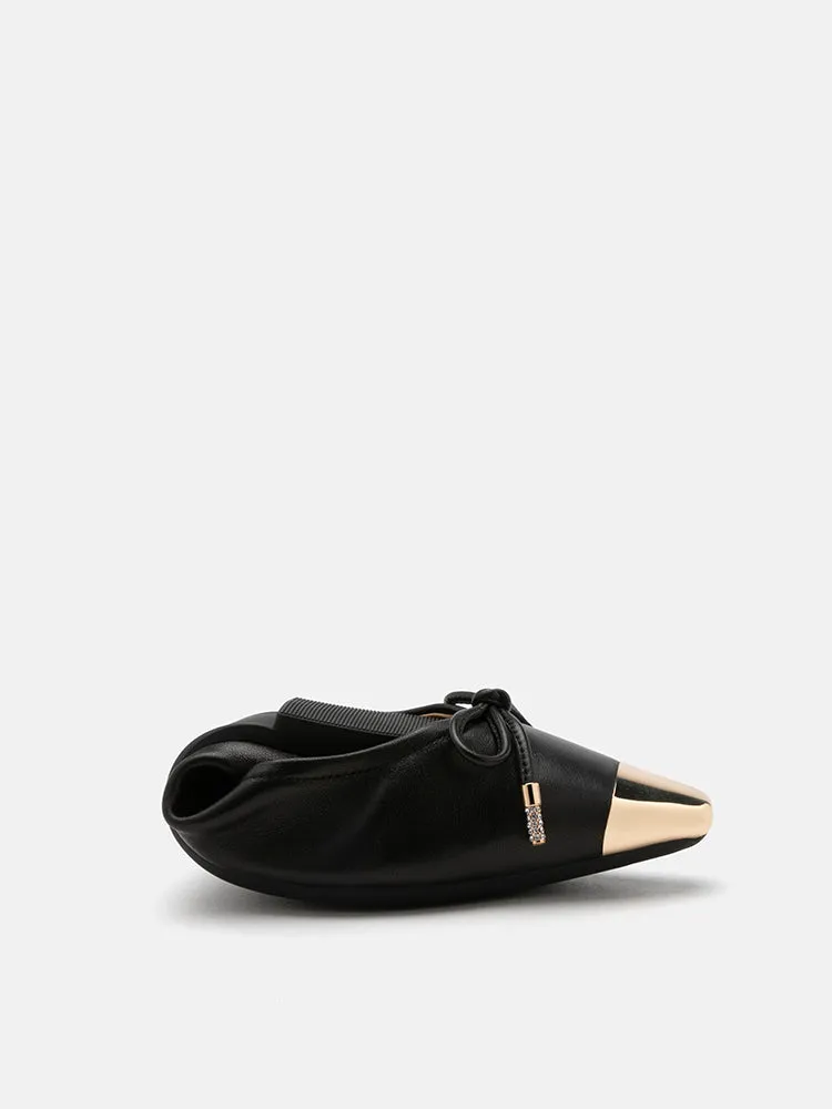 Reign Metal Toe Cap Bow Foldable Flats
