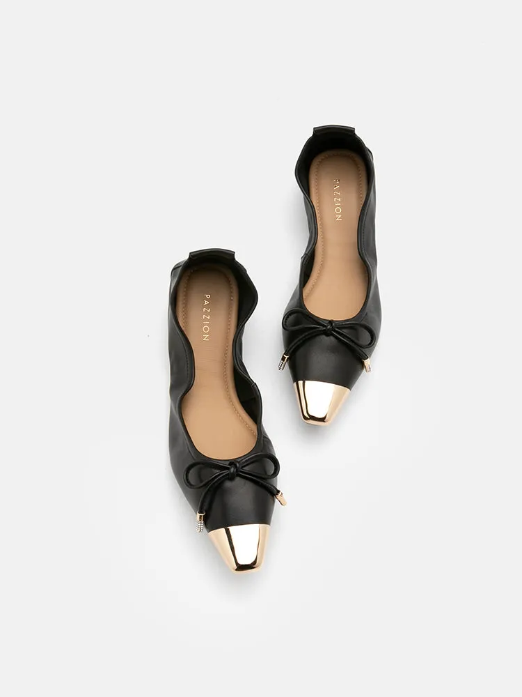 Reign Metal Toe Cap Bow Foldable Flats