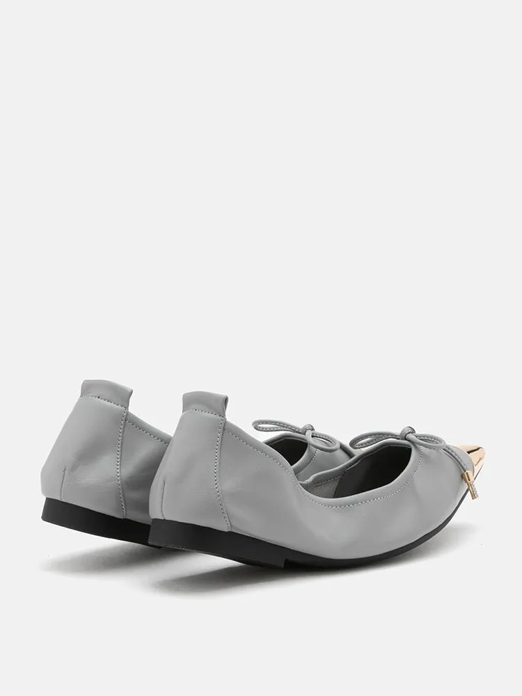 Reign Metal Toe Cap Bow Foldable Flats