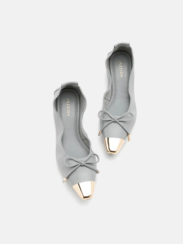 Reign Metal Toe Cap Bow Foldable Flats
