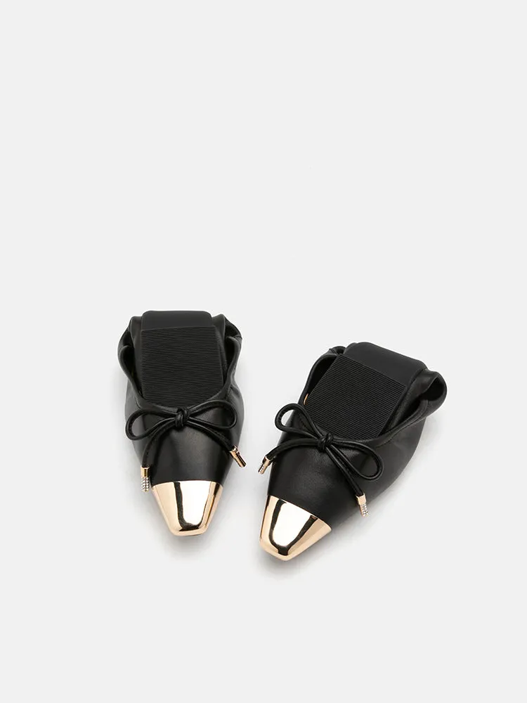 Reign Metal Toe Cap Bow Foldable Flats