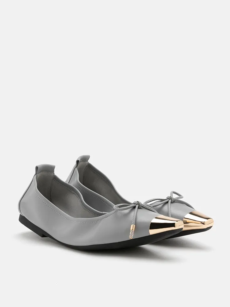 Reign Metal Toe Cap Bow Foldable Flats