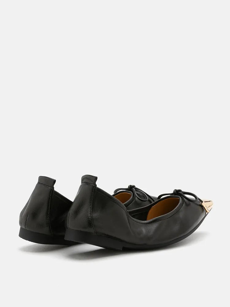 Reign Metal Toe Cap Bow Foldable Flats