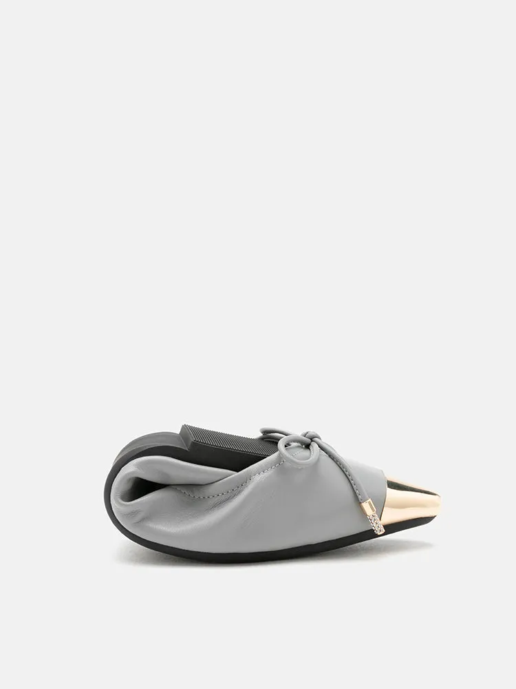 Reign Metal Toe Cap Bow Foldable Flats