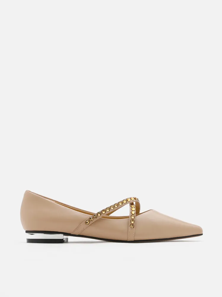 [SALE]Odette Embellished Cross Strap Flats