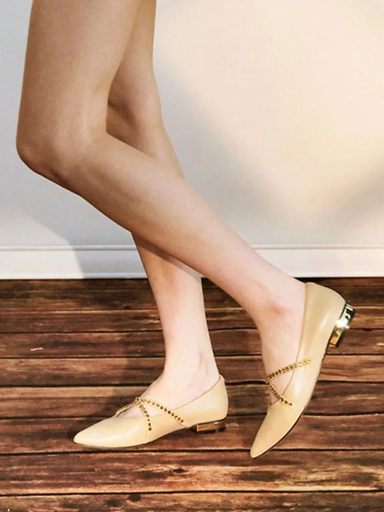 [SALE]Odette Embellished Cross Strap Flats