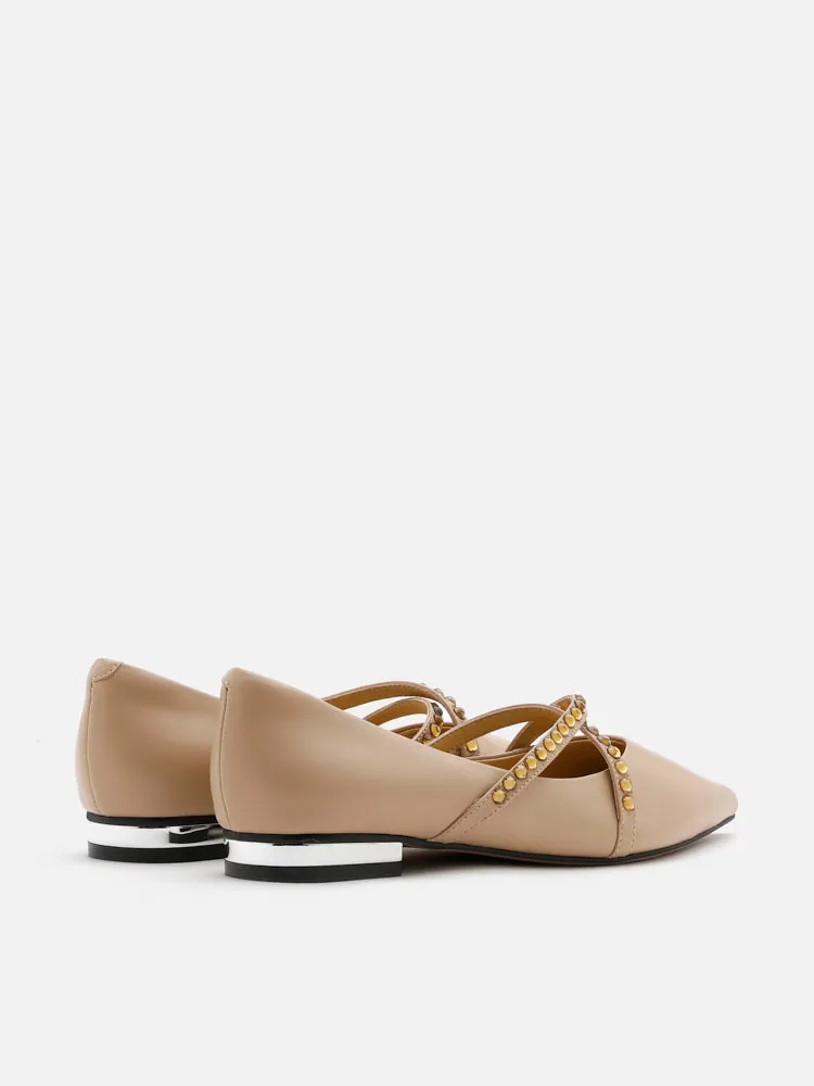[SALE]Odette Embellished Cross Strap Flats