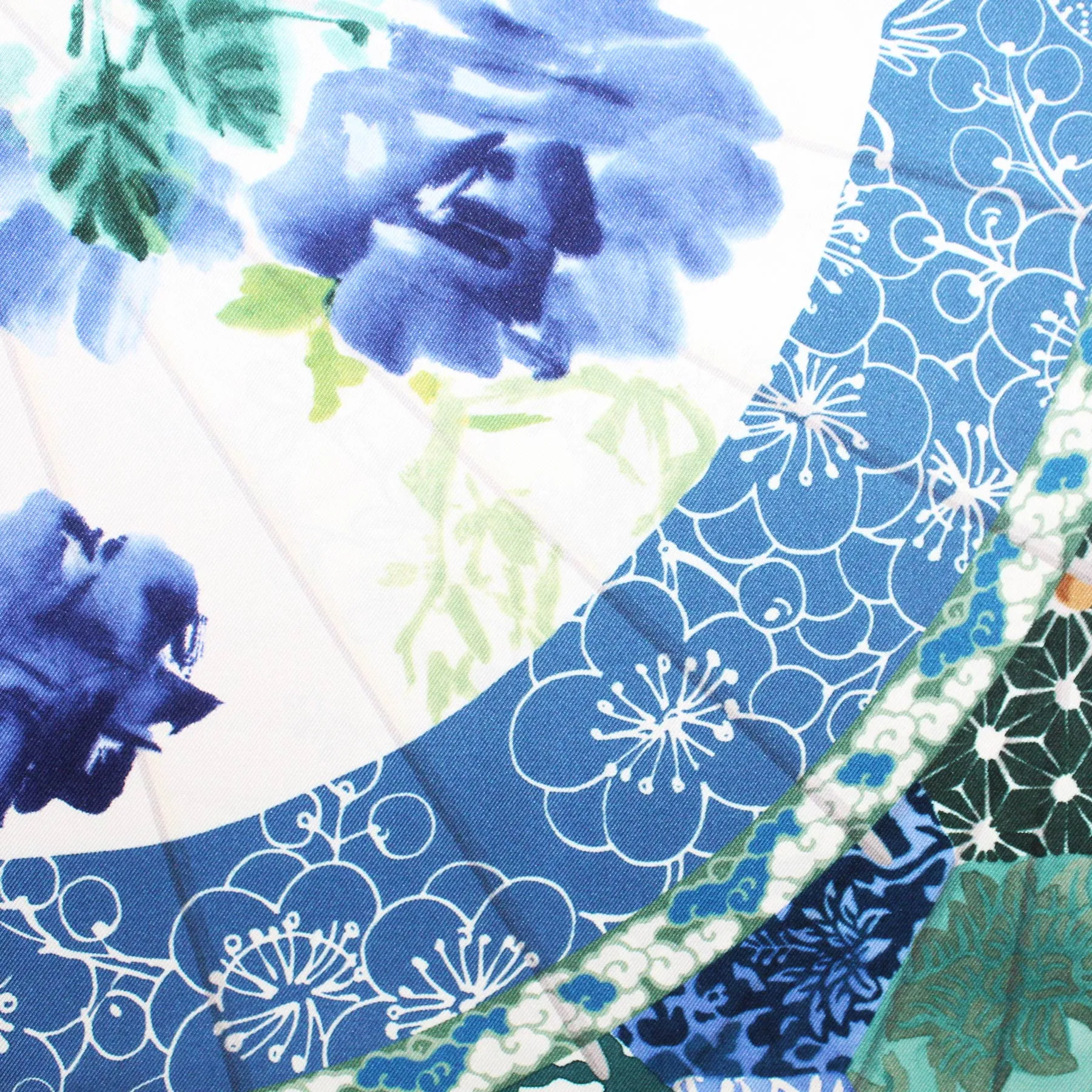 Salvatore Ferragamo Silk Scarf Navy Blue Floral Geisha - Large Square Foulard SALE