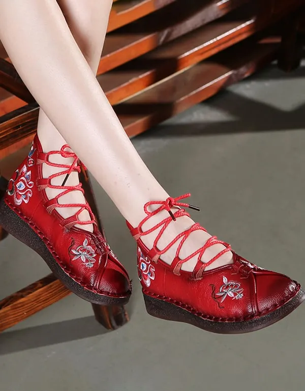 Soft Soles Embroidery Handmade Retro Flat Shoes