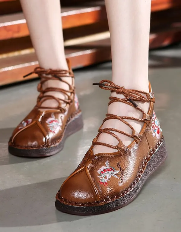 Soft Soles Embroidery Handmade Retro Flat Shoes