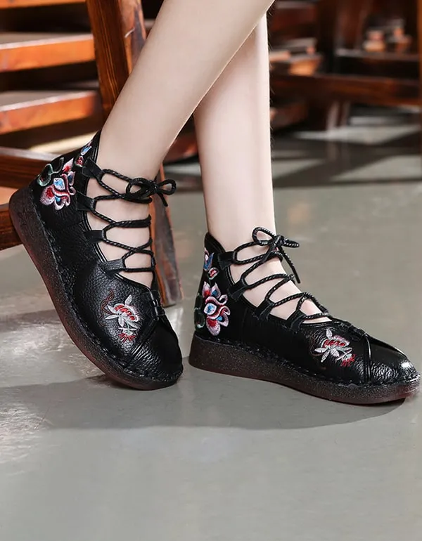 Soft Soles Embroidery Handmade Retro Flat Shoes