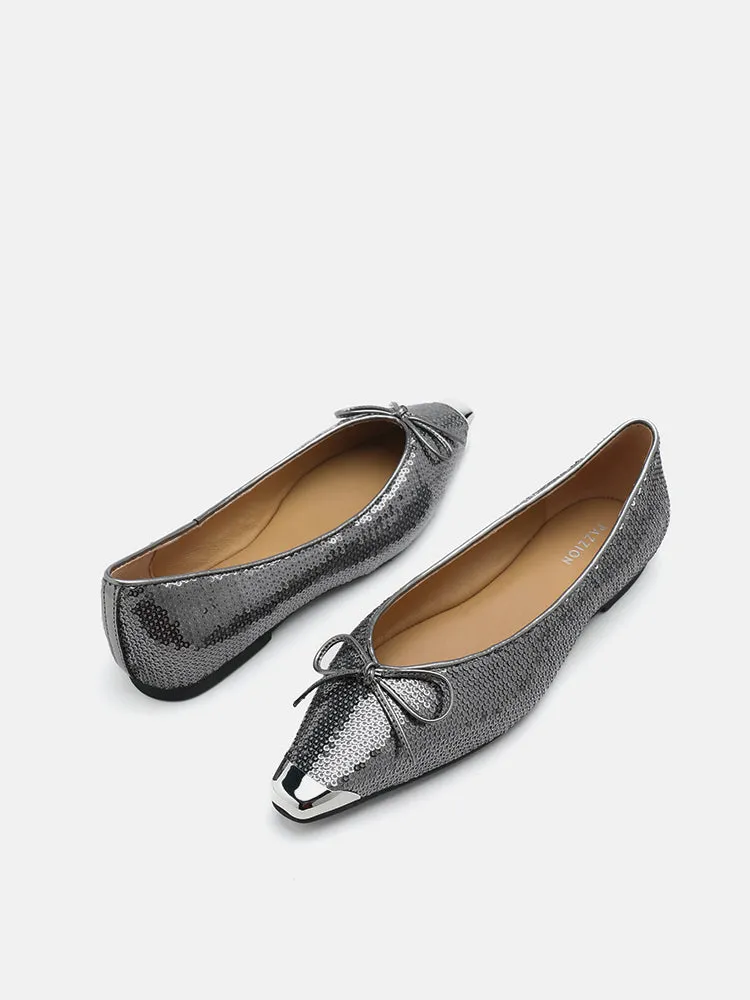 Stella Sequin Décor Metal-Toe Bow Flats