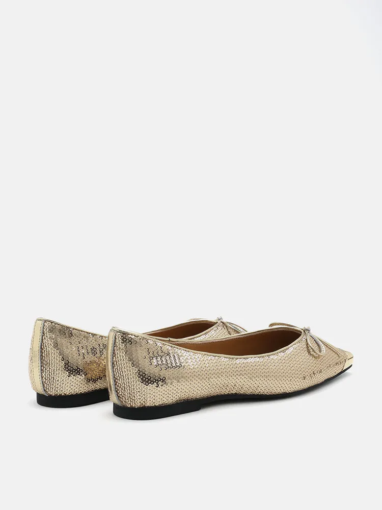 Stella Sequin Décor Metal-Toe Bow Flats