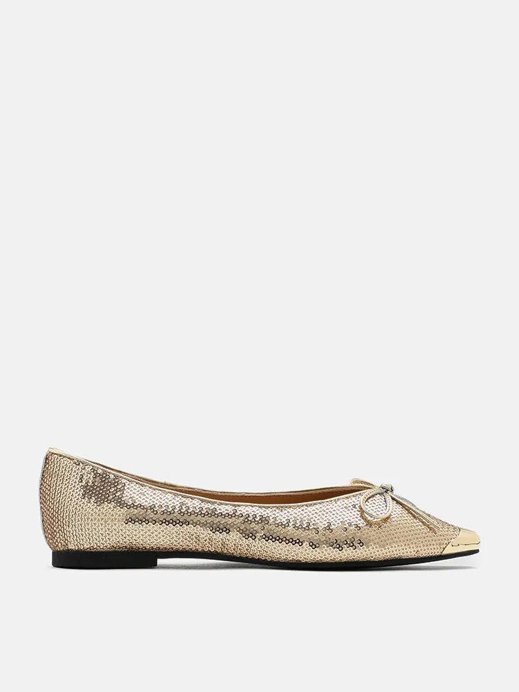 Stella Sequin Décor Metal-Toe Bow Flats