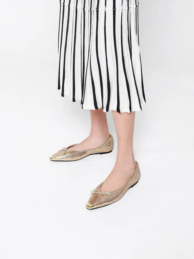Stella Sequin Décor Metal-Toe Bow Flats