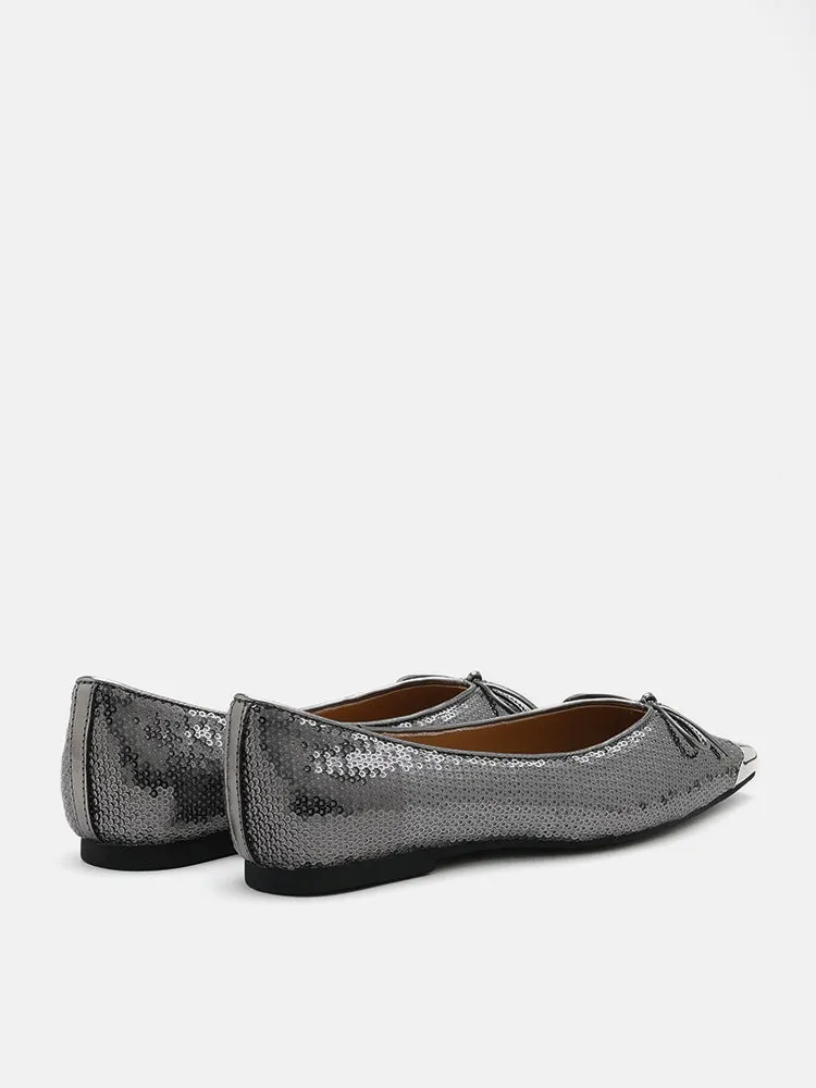 Stella Sequin Décor Metal-Toe Bow Flats