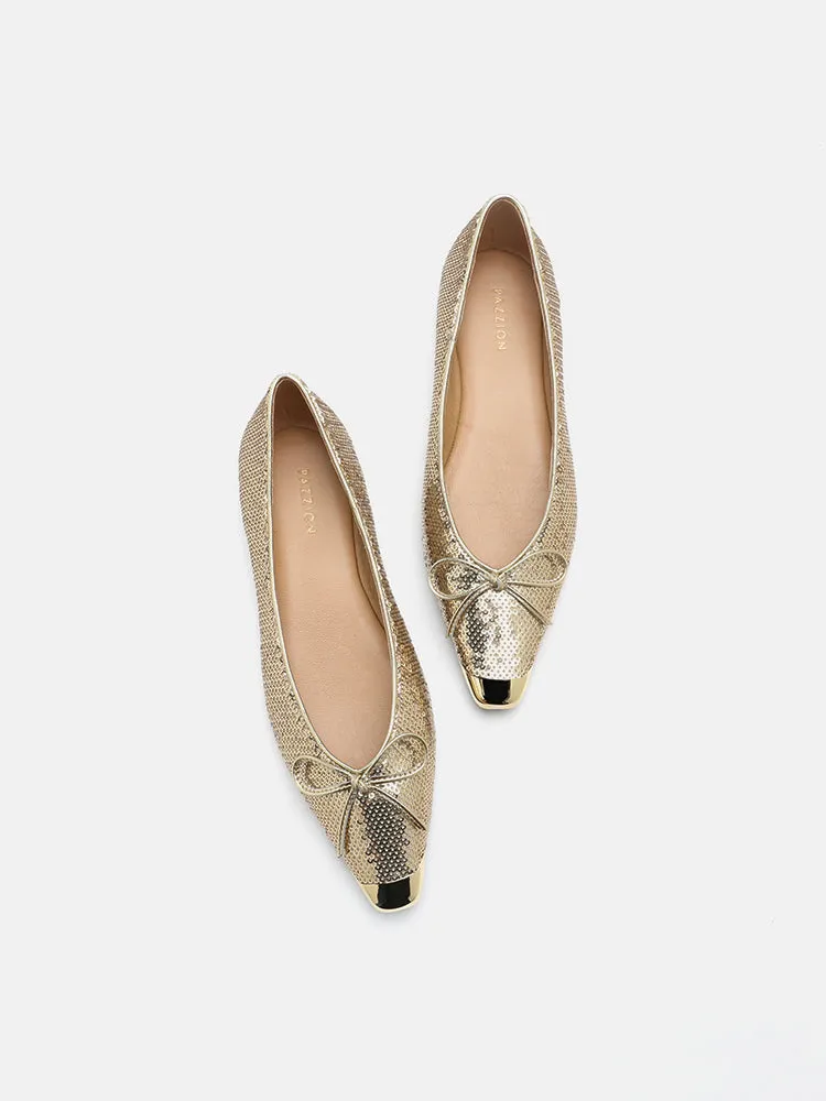 Stella Sequin Décor Metal-Toe Bow Flats