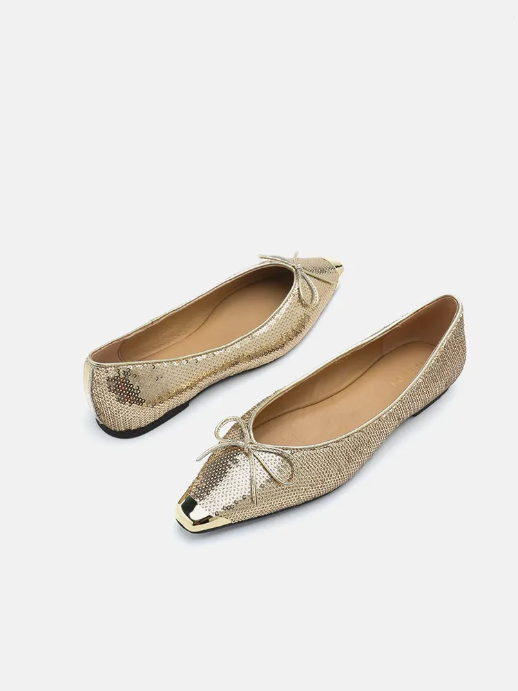 Stella Sequin Décor Metal-Toe Bow Flats