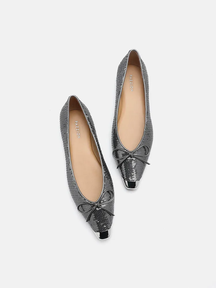 Stella Sequin Décor Metal-Toe Bow Flats