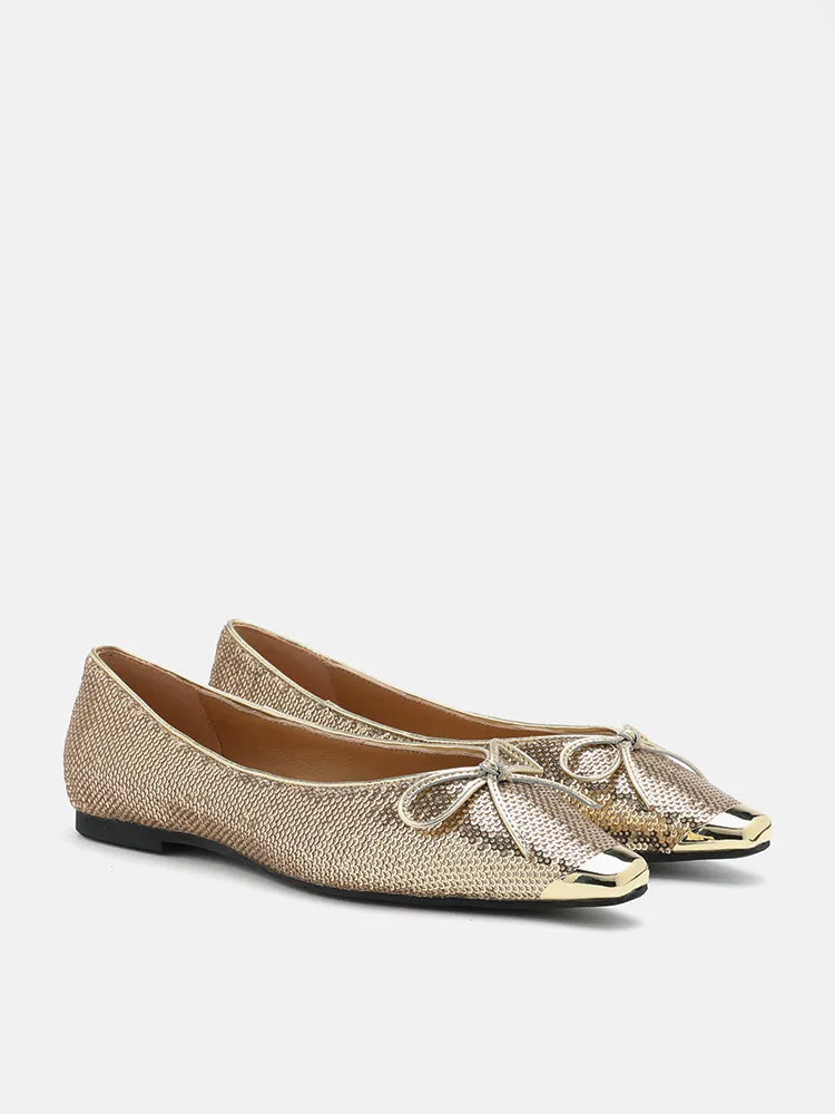 Stella Sequin Décor Metal-Toe Bow Flats