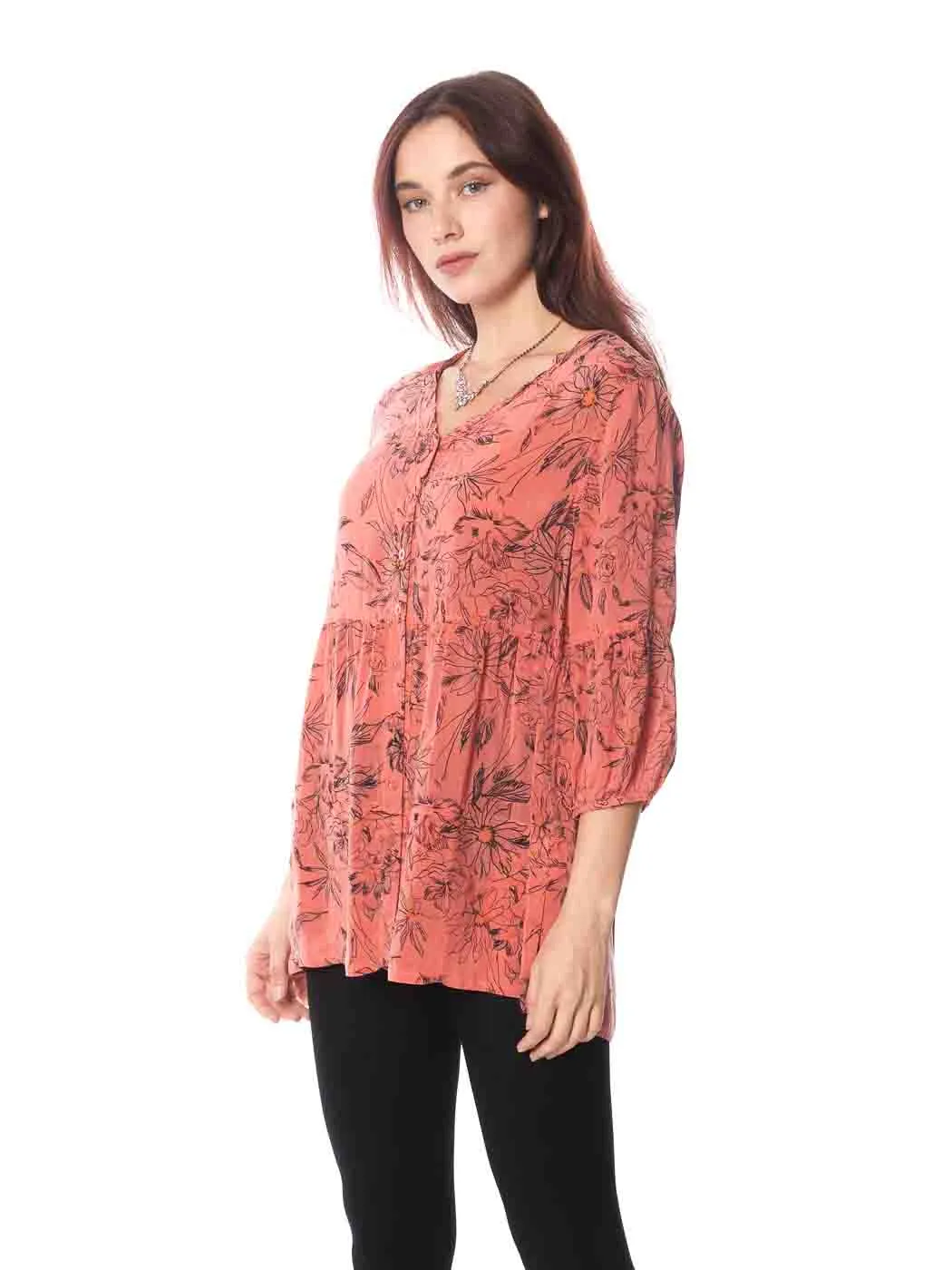 Tianello "Cupro"  "Cezanne" print "Lizette" 2 Pocket Blouse (size SMALL available)