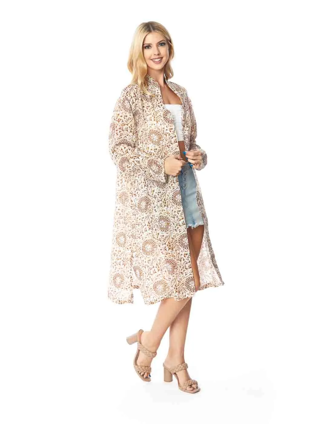Tianello Sueded CUPRO™  Print "Medallion" Long "SELENA"  Duster Jacket